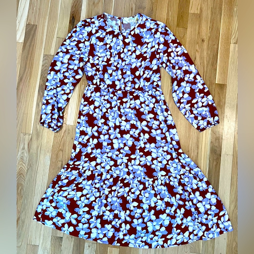 Lavender Floral Midi Dress, NWT, size Large